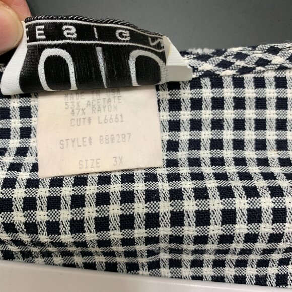 IOIO Design Women's Black and White Checkered Blouse, Size 3X - Picture 6 of 6